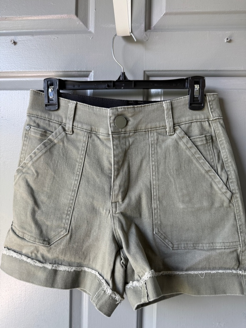 Democracy Olive Green High-Waist Utility Shorts